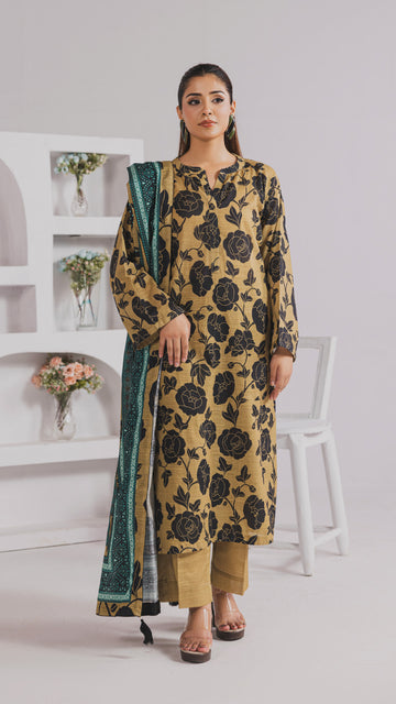 3 Piece - Khaddar Printed Suit- DYV3-14
