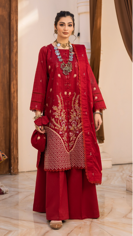 3 Piece - Embroidered Lawn - EMBV6-01