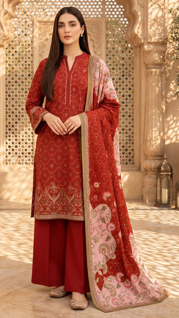 3 Piece- Printed Lawn - DTD-V13-12