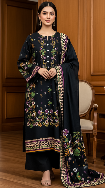 3 Piece - Khaddar Printed Suit- KSG-V11-10