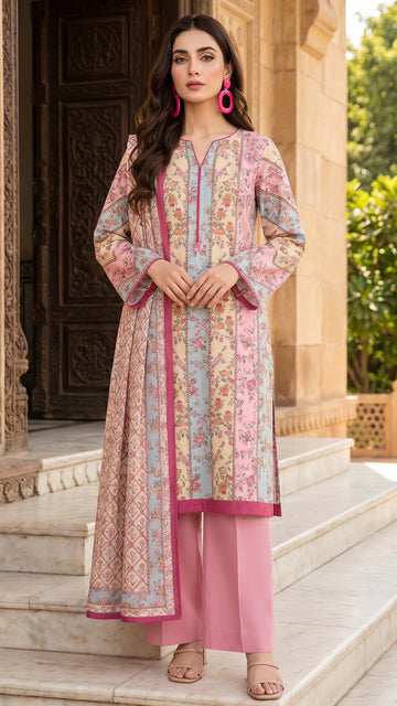 3 Piece- Printed Lawn - DTD-V13-03