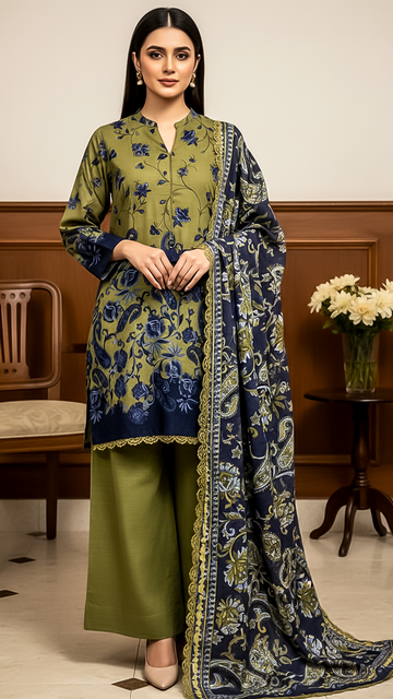 3 Piece - Khaddar Printed Suit- KSG-V11-07