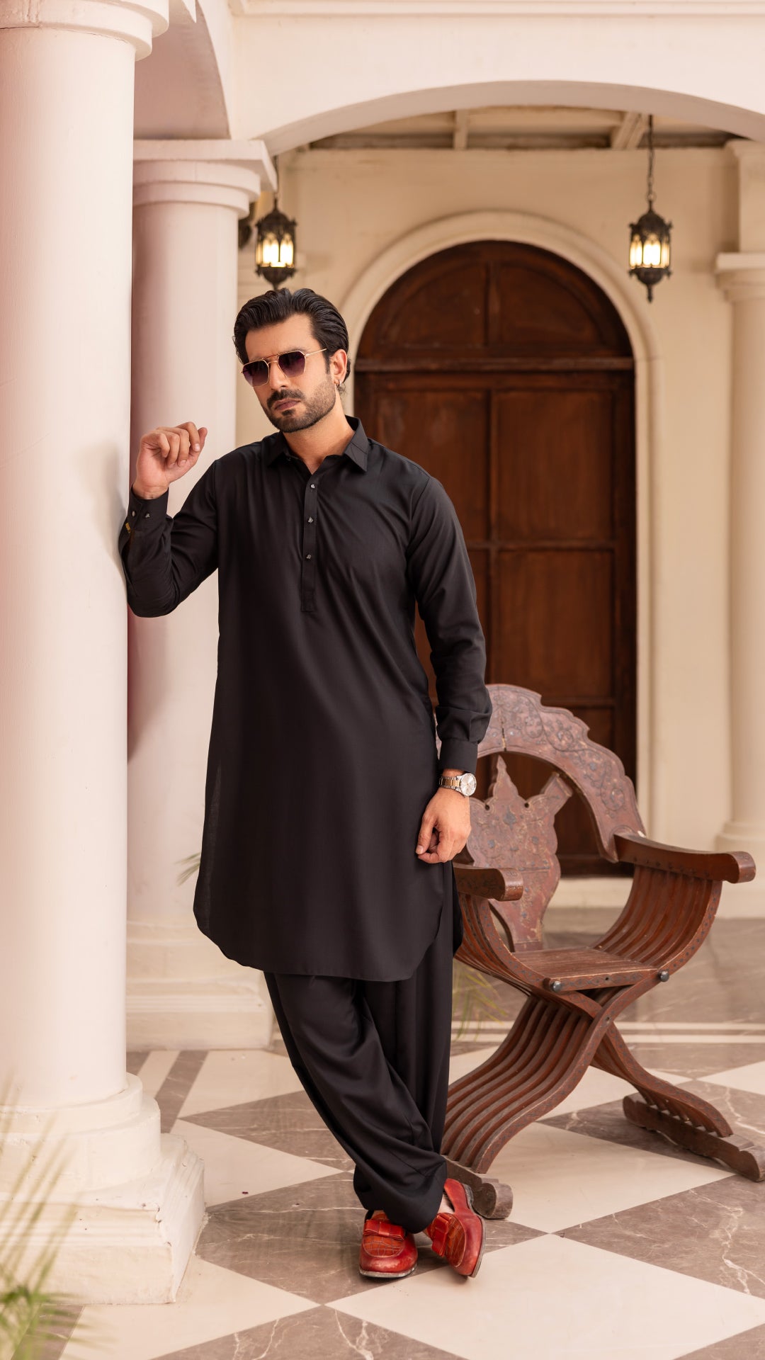 Negro Blended Shalwar Kameez