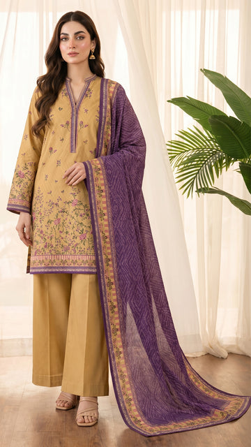 3 Piece- Printed Lawn - DTD-V13-05