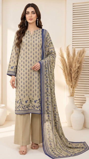 3 Piece- Printed Lawn - DTD-V13-07
