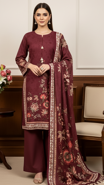 3 Piece - Khaddar Printed Suit- KSG-V11-04