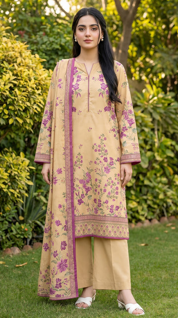 3 Piece- Printed Lawn - DTD-V13-10