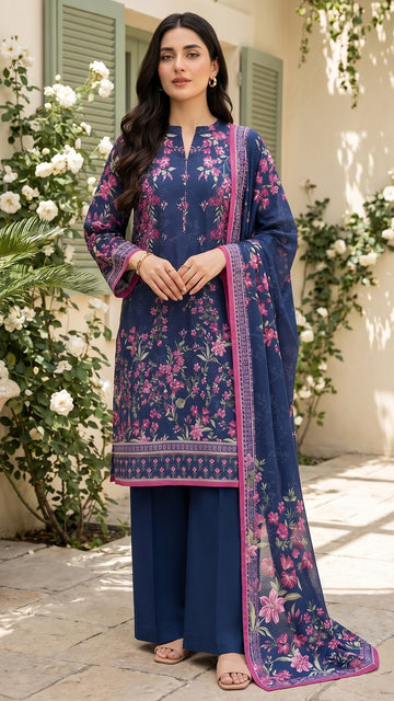 3 Piece- Printed Lawn - DTD-V13-04