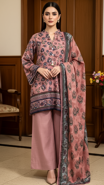 3 Piece - Khaddar Printed Suit- KSG-V11-09