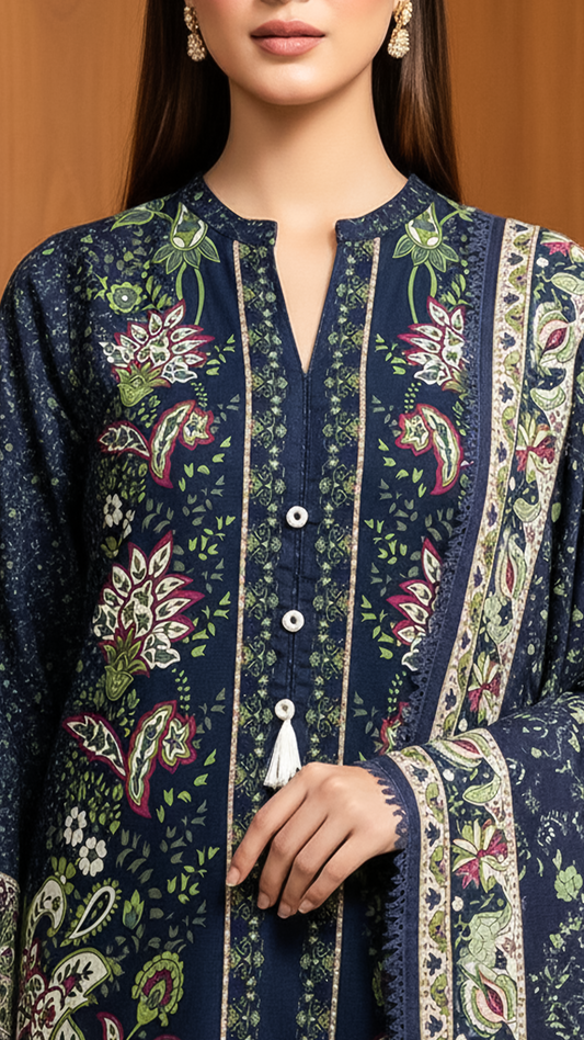 3 Piece - Khaddar Printed Suit- KSG-V11-01