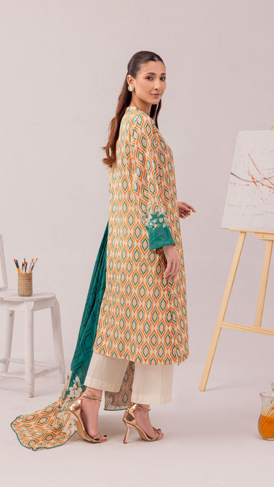 3 PC-Printed Lawn Suit DYV2-18