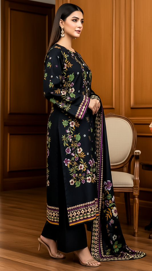 3 Piece - Khaddar Printed Suit- KSG-V11-10