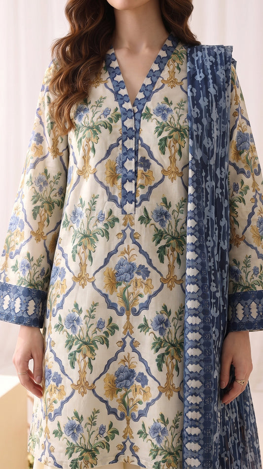 3 Piece-Printed Lawn-SGV16-07