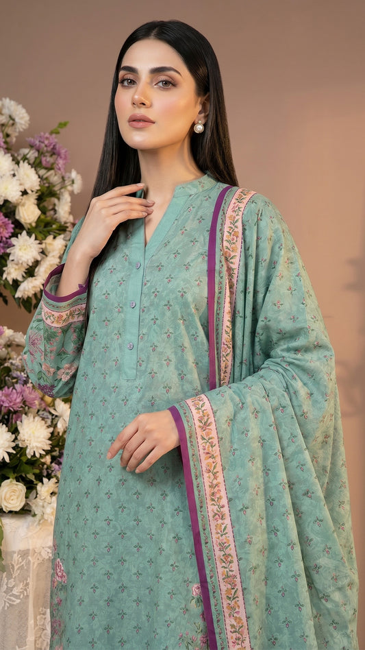 3 Piece- Printed Lawn - DTD-V13-02