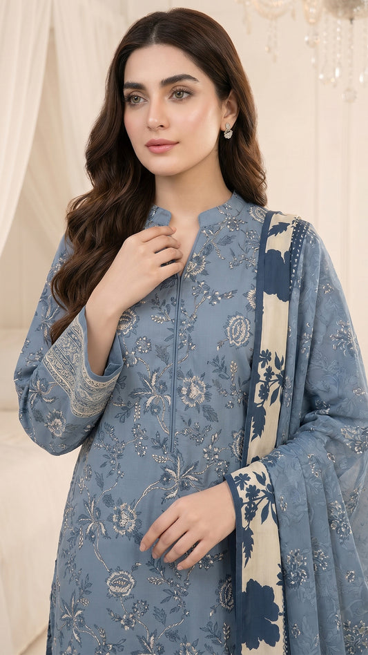 3 Piece- Printed Lawn - DTD-V13-11