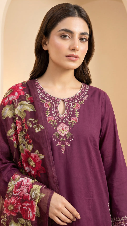 3 Piece - Embroidered Lawn -V14-04