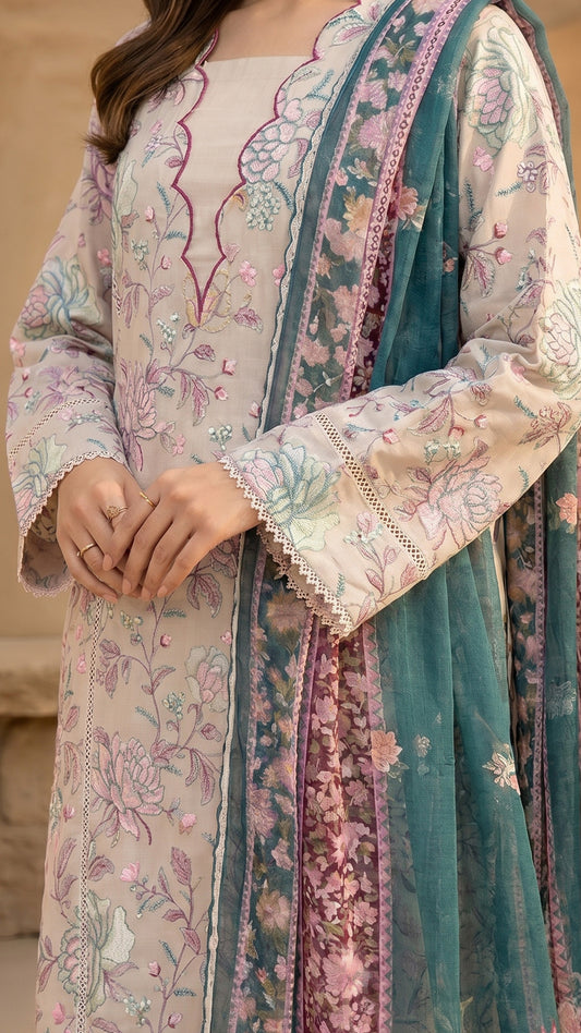 3 Piece - Embroidered Lawn -V14-05