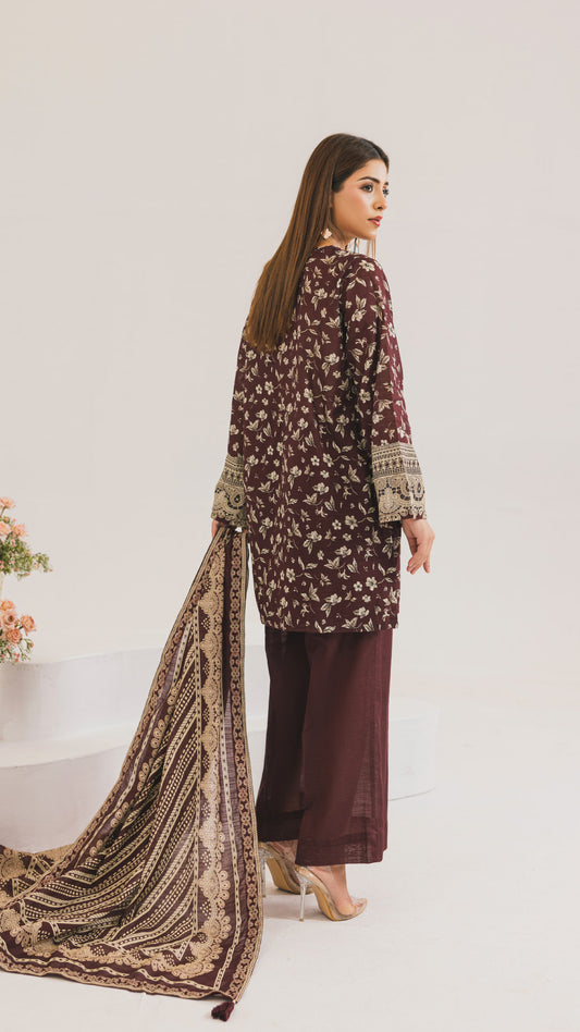 Khaddar Printed Suit- CLV3-03