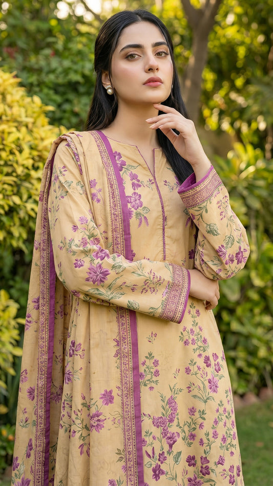 3 Piece- Printed Lawn - DTD-V13-10