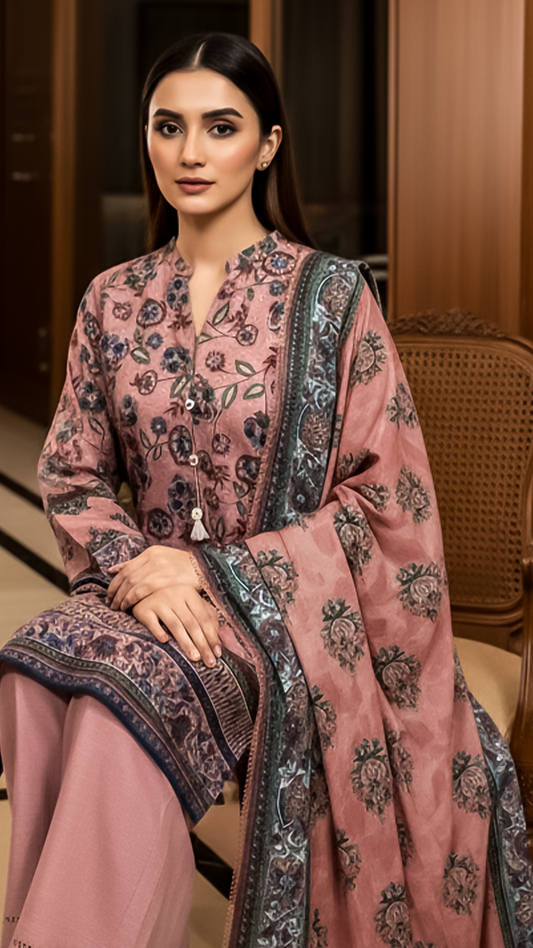 3 Piece - Khaddar Printed Suit- KSG-V11-09