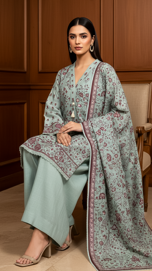 3 Piece - Khaddar Printed Suit- KSG-V11-05