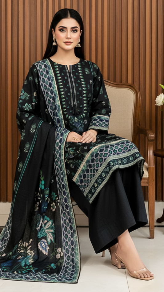 3 Piece - Khaddar Printed Suit- KSG-V11-06