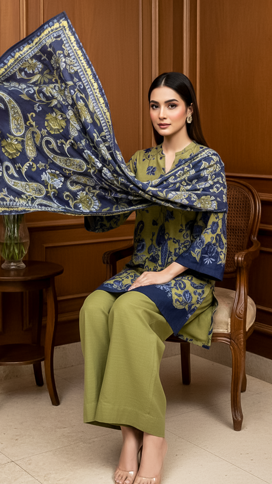 3 Piece - Khaddar Printed Suit- KSG-V11-07