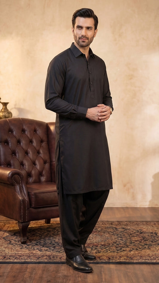 F-Black Stitched (Wrinkle-Free)