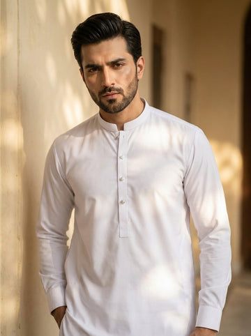 Pure White Shalwar Kameez ( Men-V6-03  )